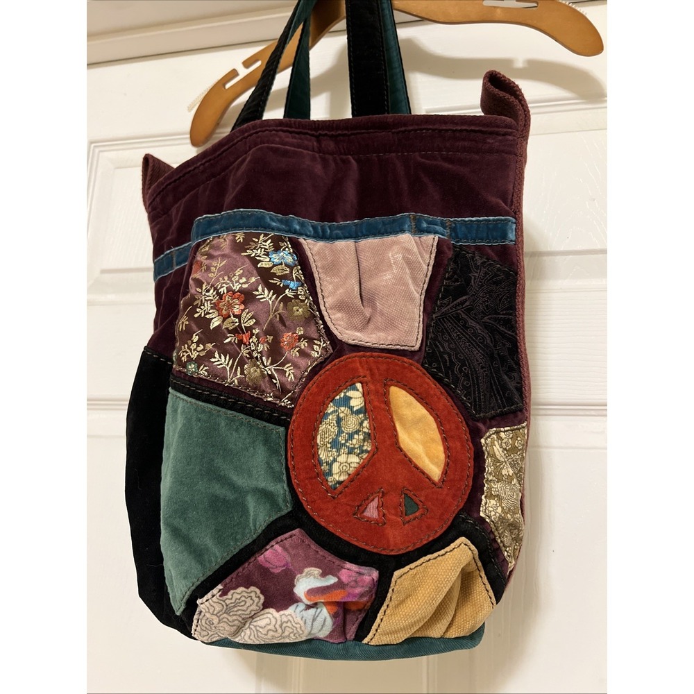 Lucky Brand Large Multi-Colored Hippie Patchwork Suede Hobo Bag